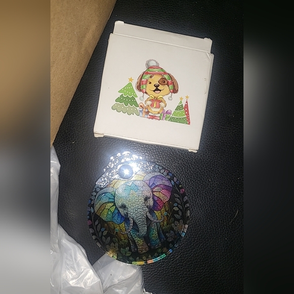 multicolored elephant-themed stained glass suncatcher - Picture 2 of 3